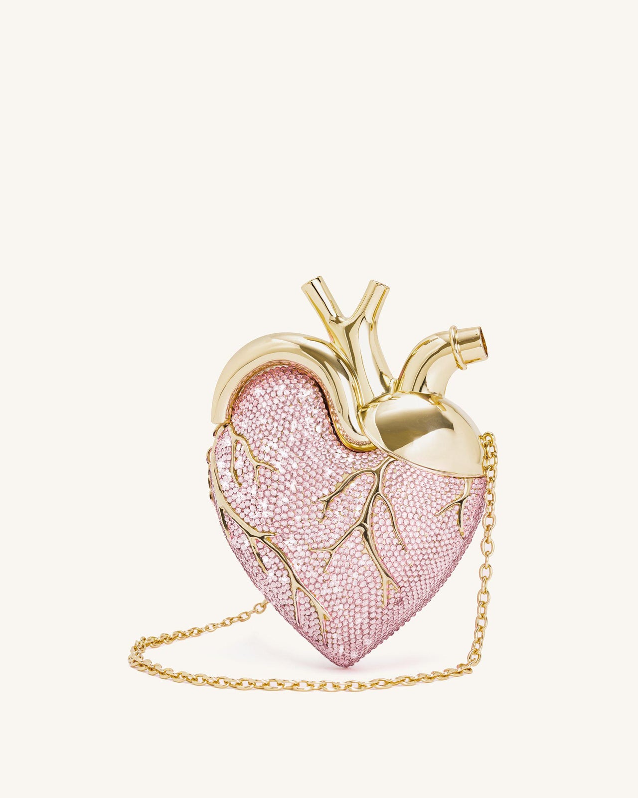 Maren sac à bandoulière en forme de cœur avec cristaux artificiels - Rose