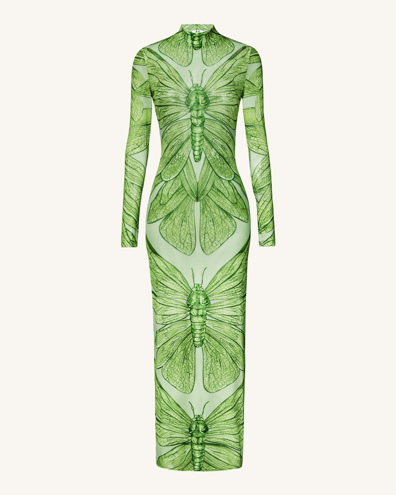 Robe en tulle transparent motif libellule – Vert