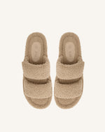 Sandale à Plateforme en Fausse Fourrure Lexi - Beige