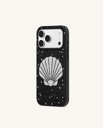 Coque de téléphone cristal artificiel coquillage - Noir