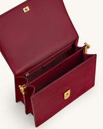 Mini Sac Bandoulière à Rabat en Faux Suède Gaufré Croco - Bourgogne