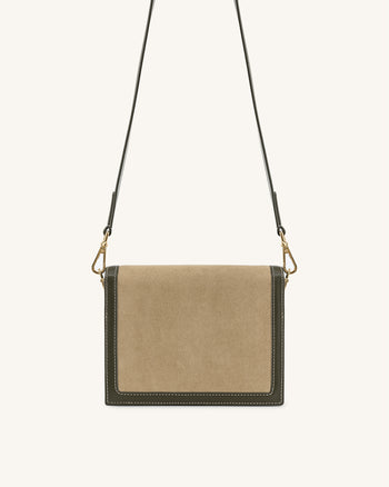 Mini Sac Bandoulière à Rabat en Faux Suède - Vert