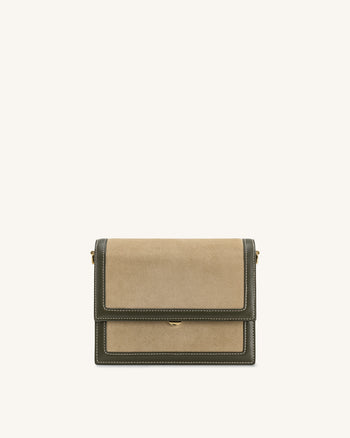 Mini Sac Bandoulière à Rabat en Faux Suède - Vert