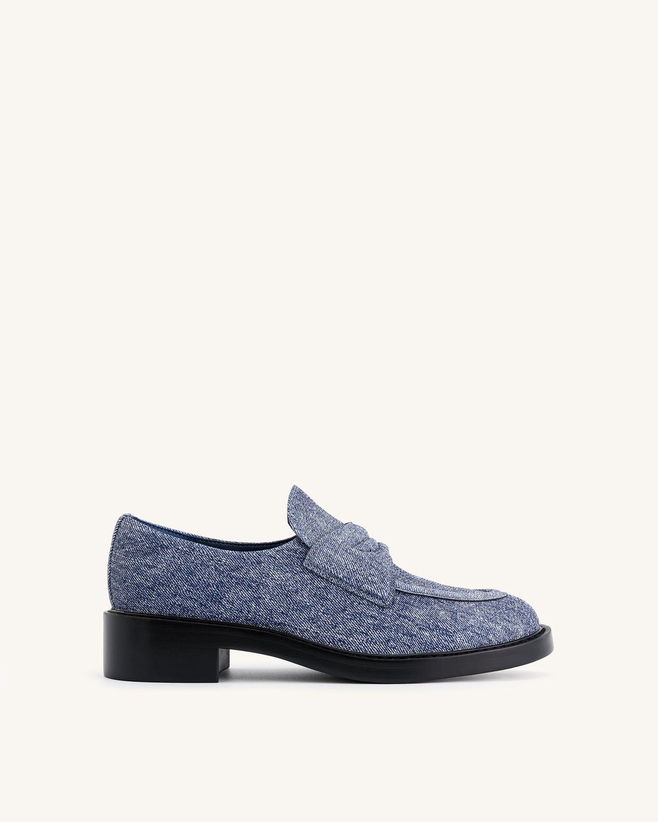 Mocassin Micah en Denim Gaufré à Semelle Épaisse - Bleu