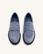 Mocassin Micah en Denim Gaufré à Semelle Épaisse - Bleu