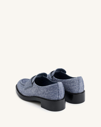 Mocassin Micah en Denim Gaufré à Semelle Épaisse - Bleu
