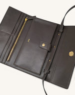 Portefeuille à Rabat Effet Tressé - Chocolat