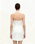 Robe moulante dos nu à fleurs - Blanc