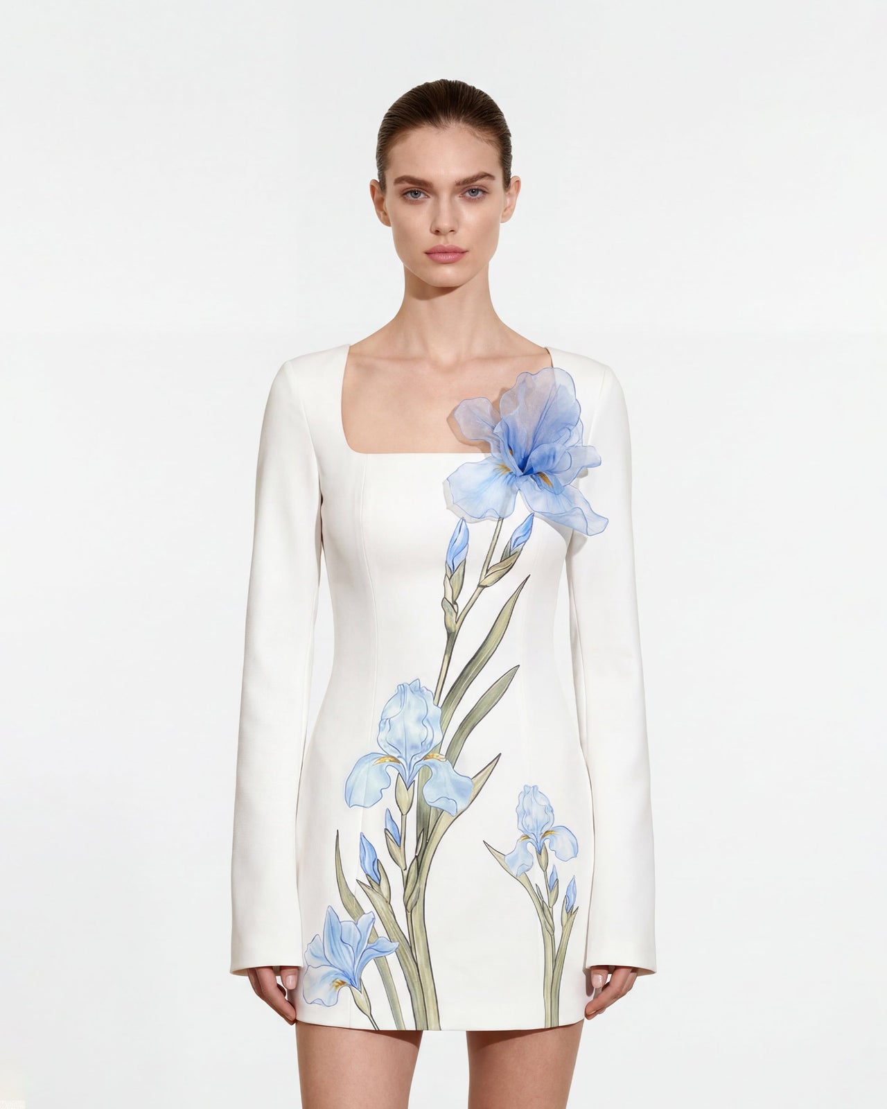 Robe moulante à imprimé floral - Blanc