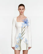 Robe moulante à imprimé floral - Blanc