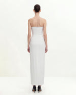 Robe maxi bustier à fleurs - Blanc