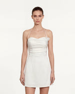 Mini-robe florale froncée à col halter - Blanc