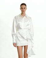 Mini-jupe à nœud cascade - Blanc