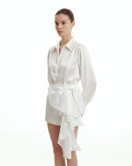 Mini-jupe à nœud cascade - Blanc