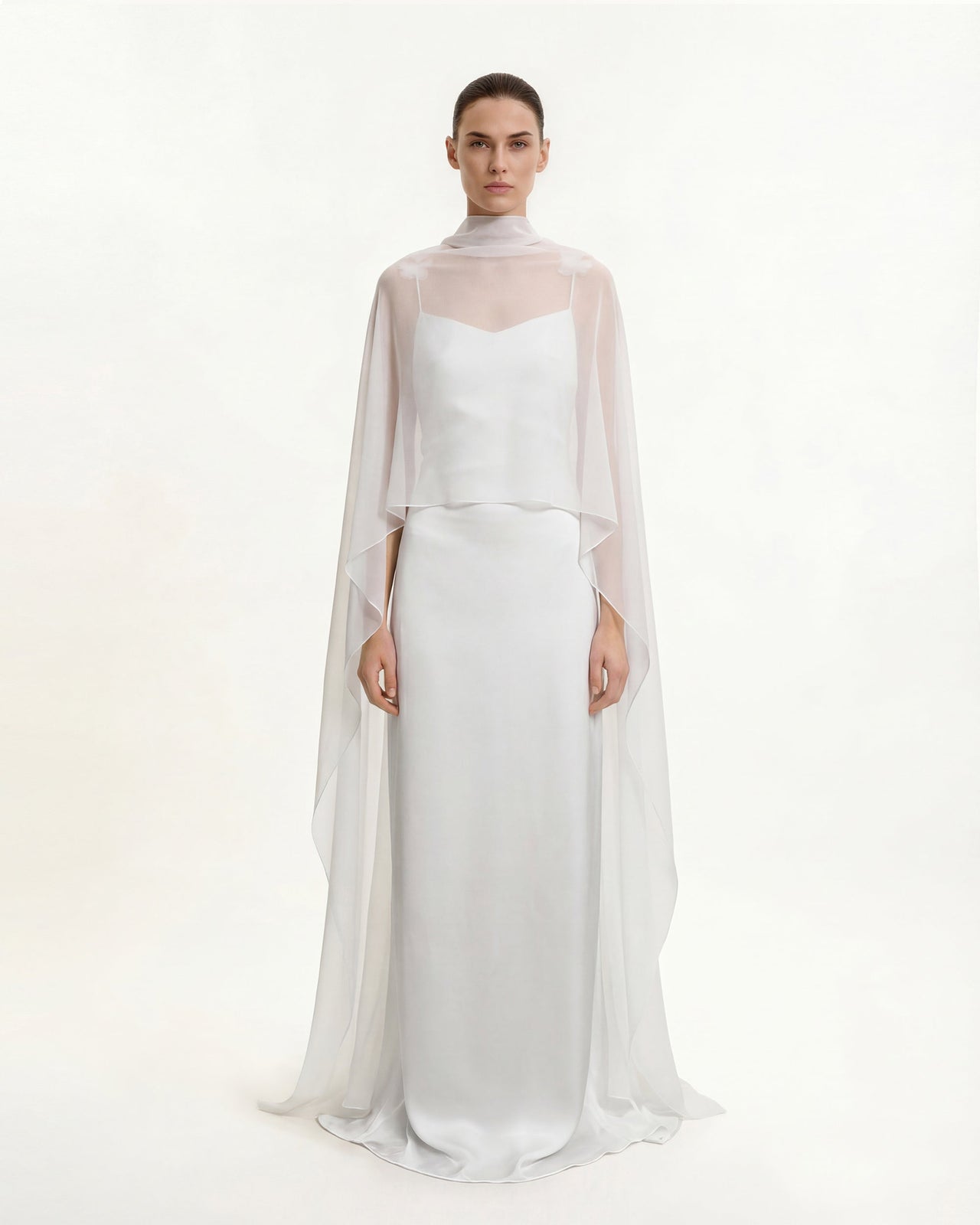 Châle cape en tulle - Blanc