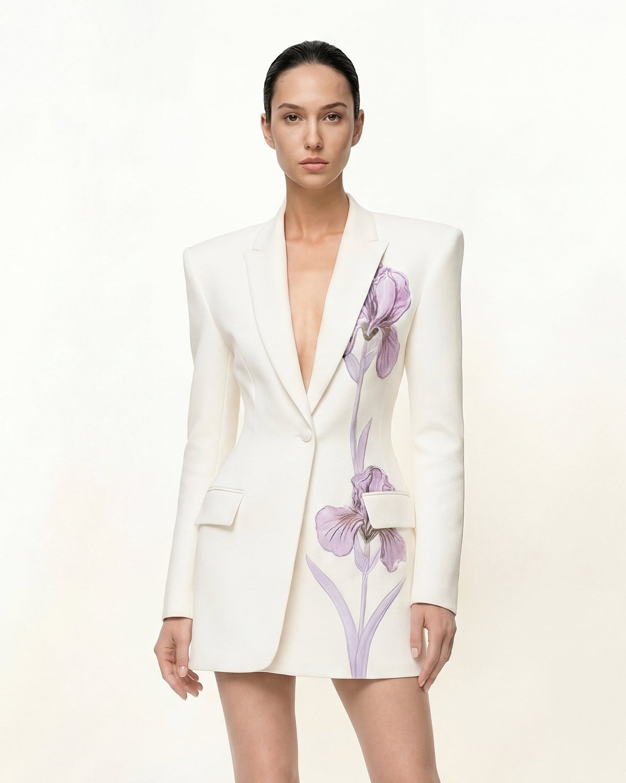 Blazer sablier brodé Iris - Blanc