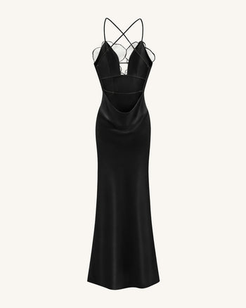 Robe Brodée Orchidée – Noir/Blanc