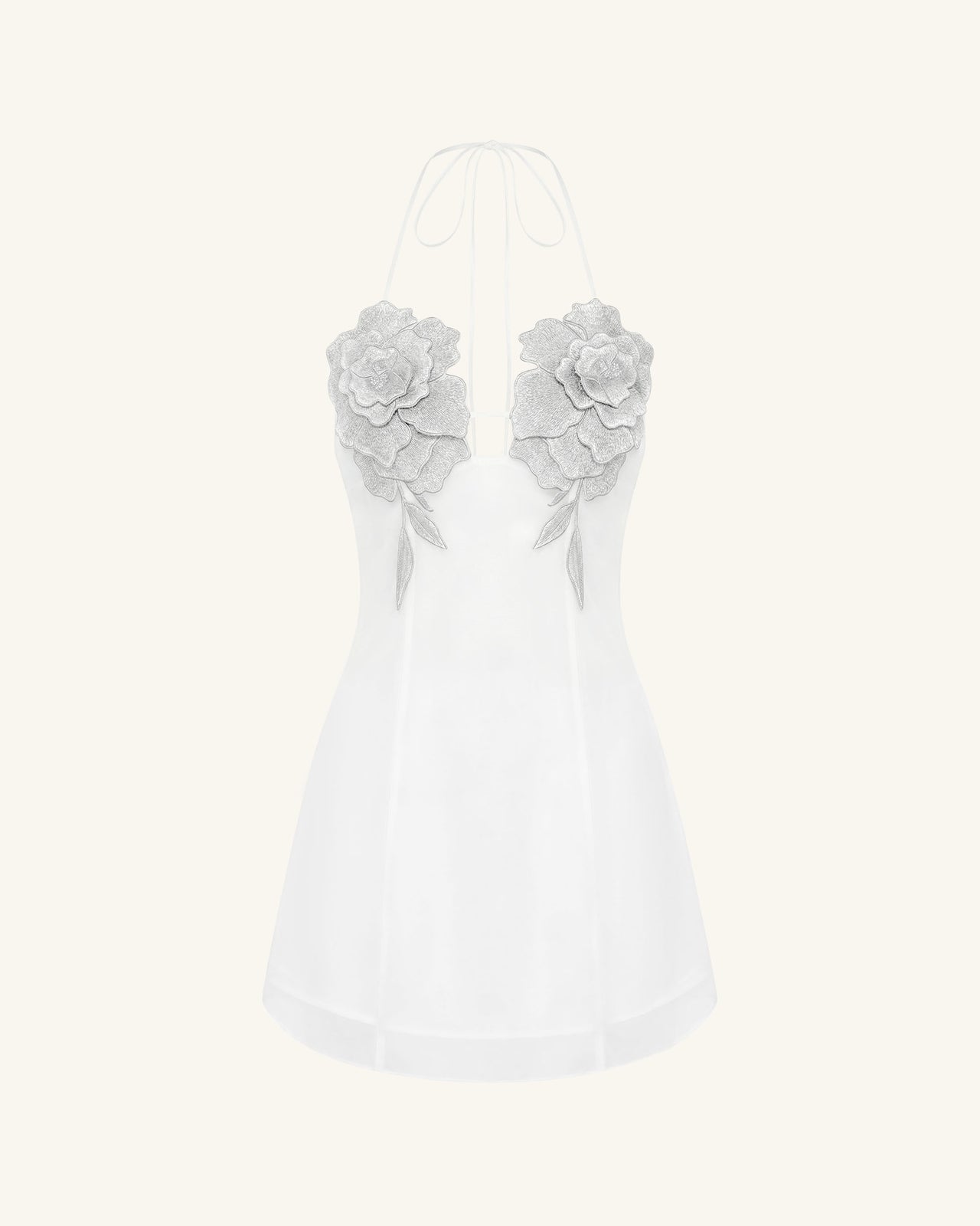 Mini-Robe Brodée de Fleurs - Blanc