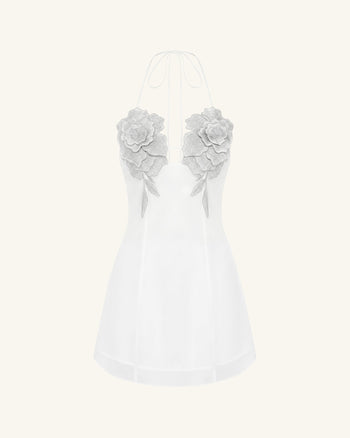 Mini-Robe Brodée de Fleurs - Blanc