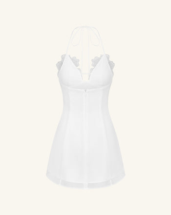 Mini-Robe Brodée de Fleurs - Blanc