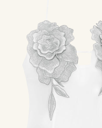 Mini-Robe Brodée de Fleurs - Blanc