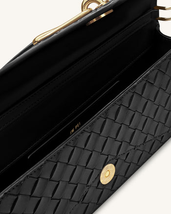 Celeste Sac à main enveloppe à anse supérieure, à texture tissée - Noir