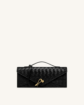 Celeste Sac à main enveloppe à anse supérieure, à texture tissée - Noir