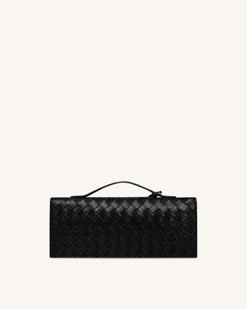 Celeste Sac à main enveloppe à anse supérieure, à texture tissée - Noir