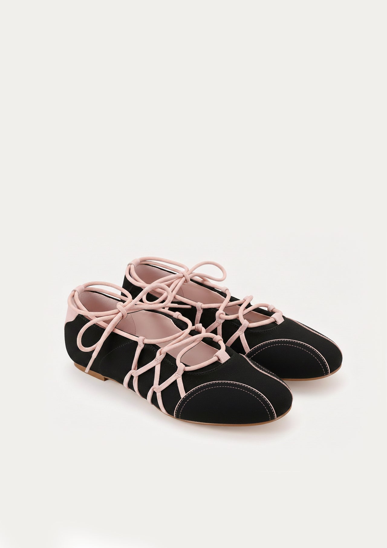 Iria Ballerines à lacets - Noir et rose