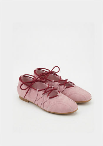 Iria Ballerines à lacets - Rose poudré