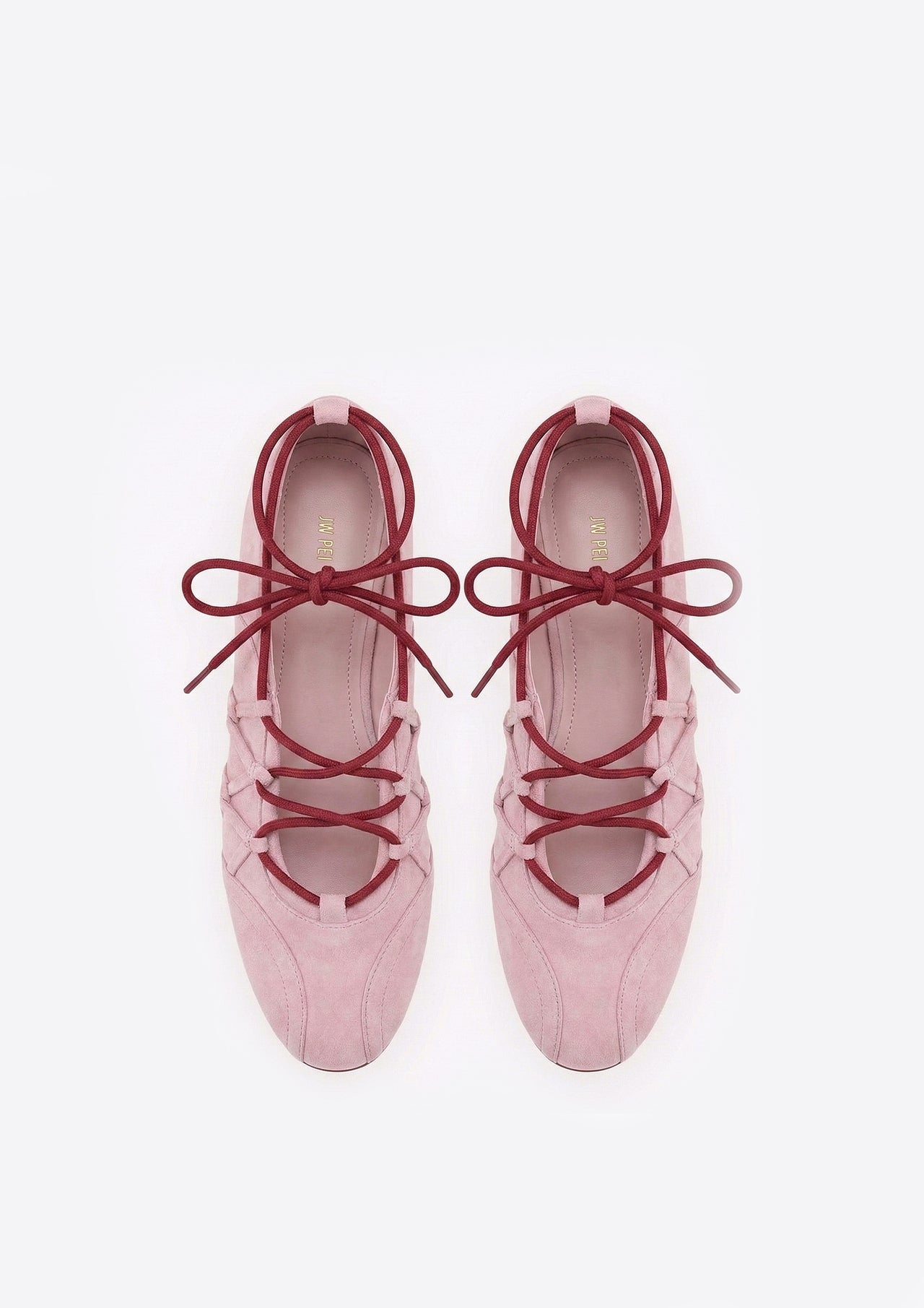 Iria Ballerines à lacets - Rose poudré