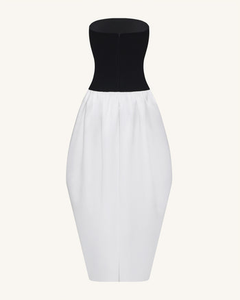 Maxi-robe sculpturale bustier à empiècements monochromes - Noir