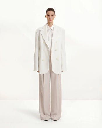 Pantalon plissé à jambes larges - Beige
