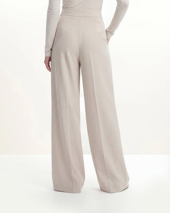 Pantalon plissé à jambes larges - Beige