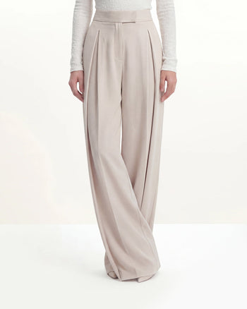 Pantalon plissé à jambes larges - Beige