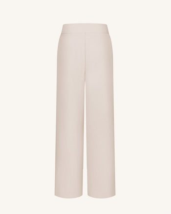 Pantalon plissé à jambes larges - Beige