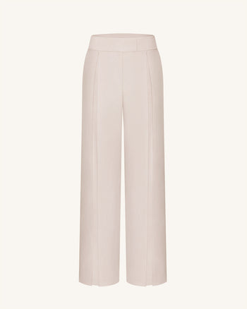 Pantalon plissé à jambes larges - Beige