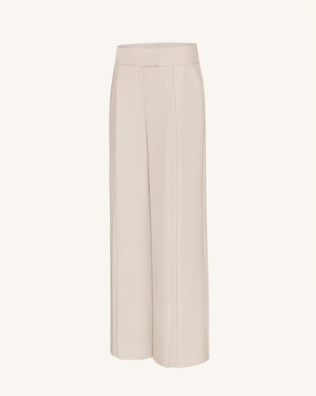 Pantalon plissé à jambes larges - Beige