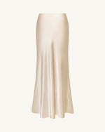 Jupe longue drapée effet satin - Crème