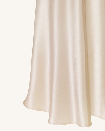 Jupe longue drapée effet satin - Crème