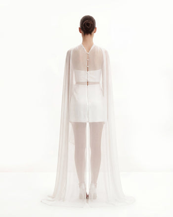 Châle cape en tulle - Blanc