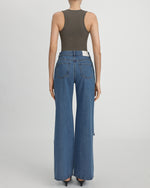 Jean en Denim Sophia avec Découpe en Forme de Cœur Ornée - Bleu Moyen