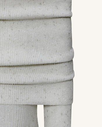 Robe longue en maille à épaules dénudées - Crème