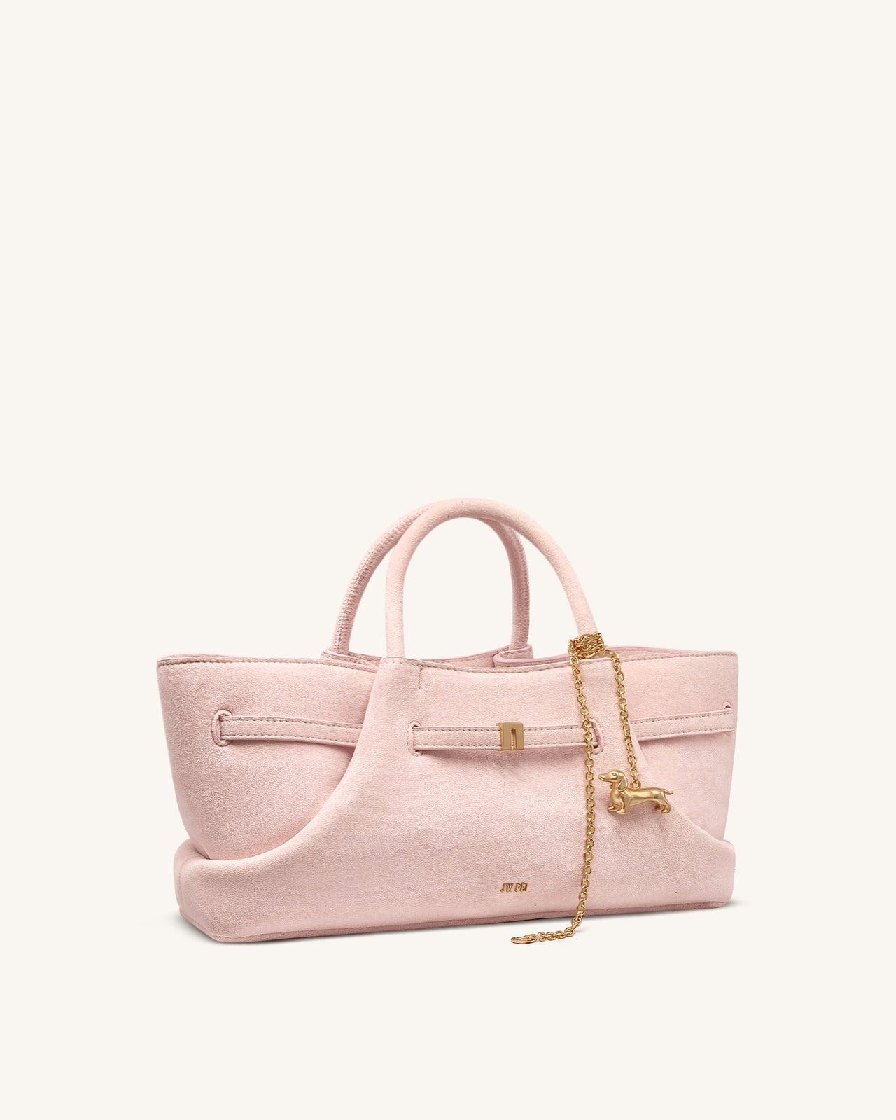 Maeve Sac cabas en faux daim avec breloque en métal représentant un teckel - Rose