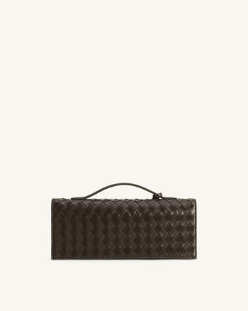 Celeste Sac à anse supérieure forme enveloppe tressé texturé - Marron foncé