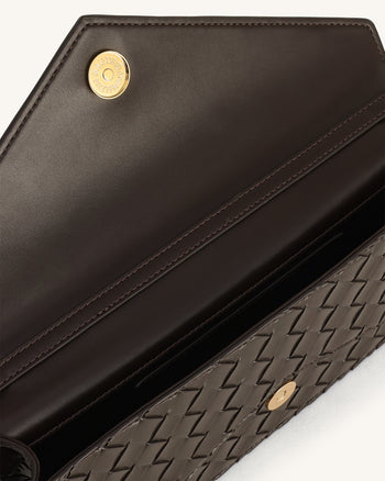 Celeste Sac à anse supérieure forme enveloppe tressé texturé - Marron foncé