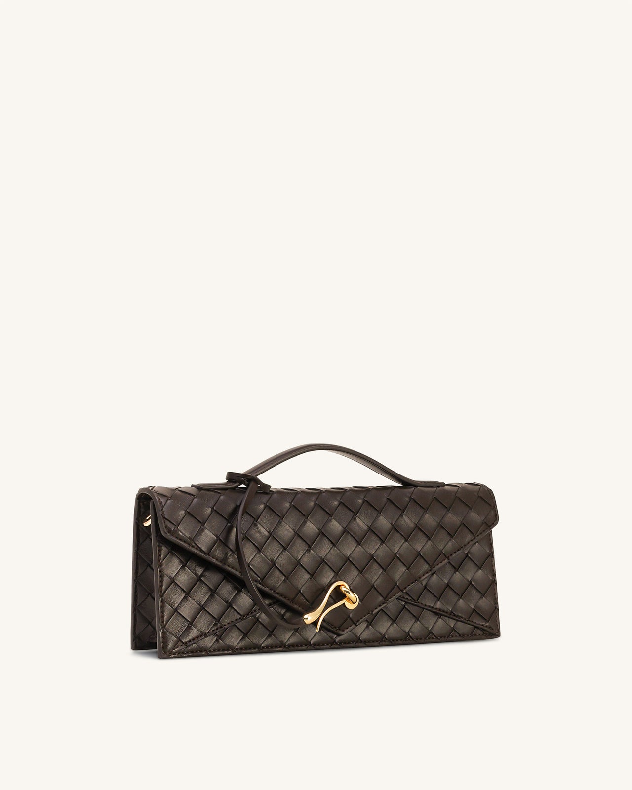 Celeste Sac à anse supérieure forme enveloppe tressé texturé - Marron foncé