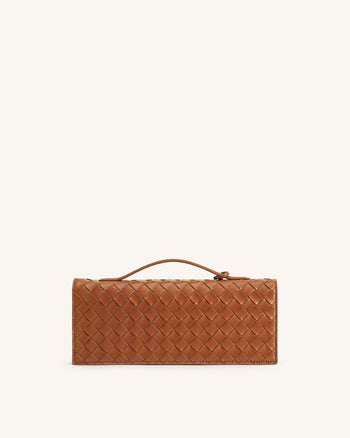 Celeste Sac à anse supérieure forme enveloppe tressé texturé - Marron