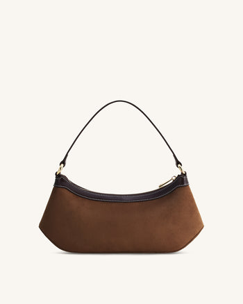 Lily Sac à Bandoulière en Faux Suède - Marron foncé