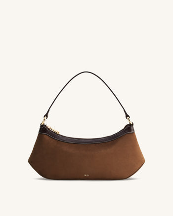 Lily Sac à Bandoulière en Faux Suède - Marron foncé